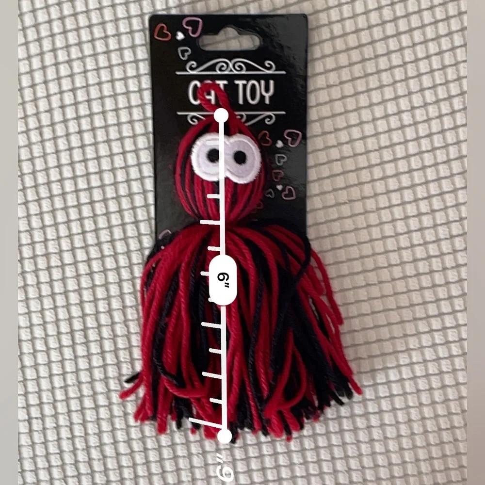 Black & Red Yarn Cat & Kitten Toys 🐈‍⬛♥️🔲